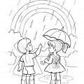 Летний дождик и радуга - раскраска №12109