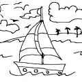 Летний морской пейзаж - раскраска №9653