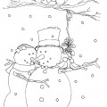 Влюбленные снеговики - раскраска №11980