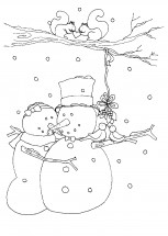 Влюбленные снеговики - раскраска					№11980