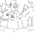Одинокий снеговик - раскраска №4258