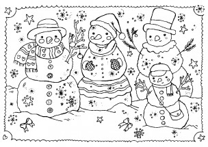 Семья снеговиков - раскраска					№11121