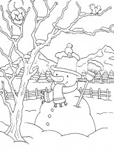 Снеговик и белочка - раскраска					№3010