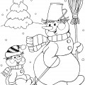 Снеговик катает снеговенка - раскраска №11499