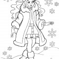 Снегурочка зимой - раскраска №10083