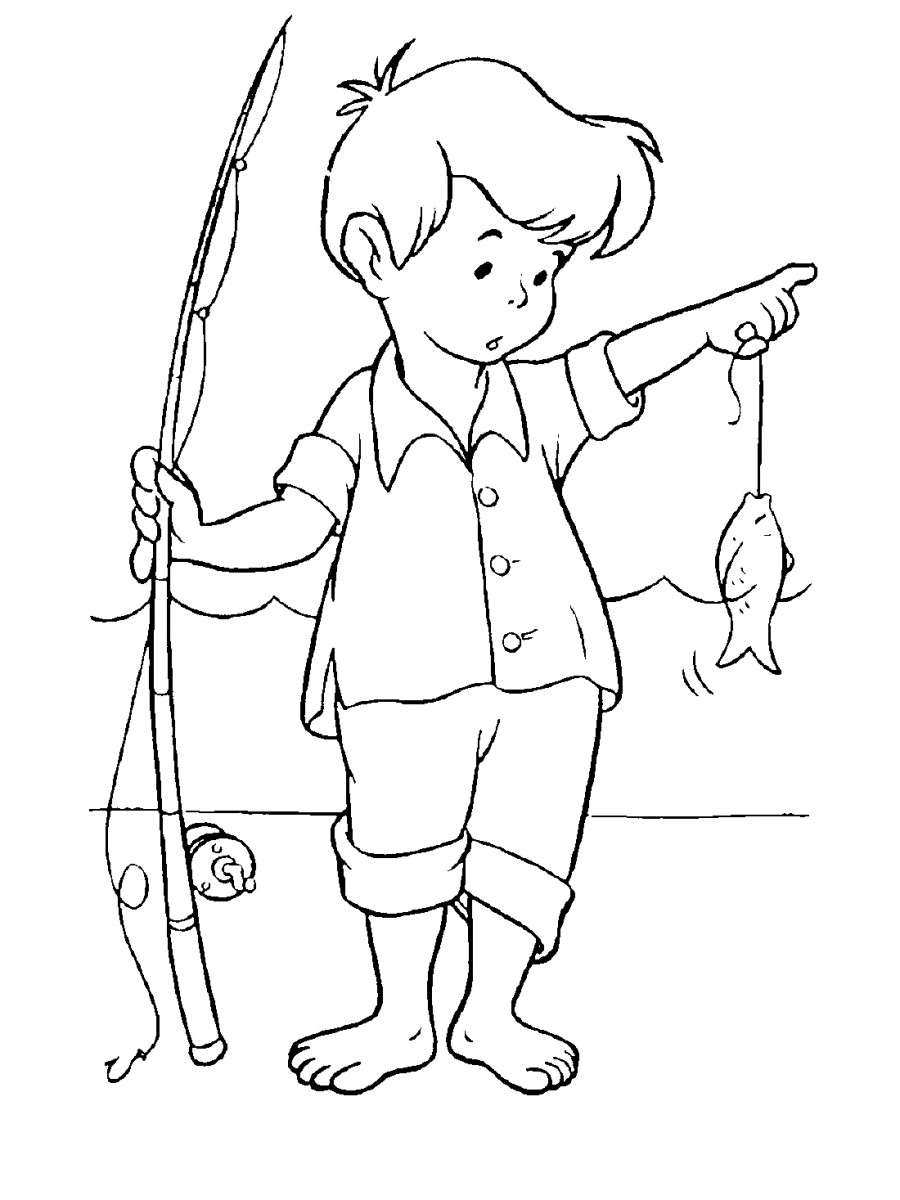 Молодой рыбак - раскраска №3076