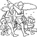 Семья идет на пляж - раскраска №14037