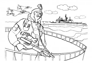 Солдат на войне - раскраска					№11164