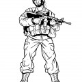 Солдат с пулеметом - раскраска №5936