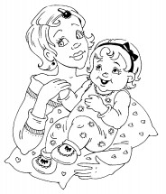 Мама с малышом - раскраска					№10582