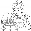 Девочка на День Рождения - раскраска №11439
