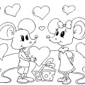 Влюбленныые мыши - раскраска №9414