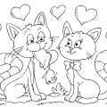 Кошачья любовь - раскраска №12814