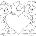 Мальчик и девочка с сердцем - раскраска №10141