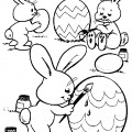 Зайцы красят яйца - раскраска №10152