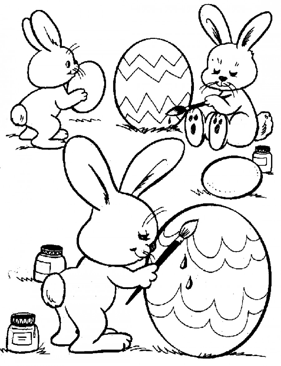 Зайцы красят яйца - раскраска №10152