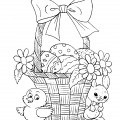 Корзинка с яйцами и кролик - раскраска №7496