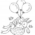 Кролик в корзине и шары - раскраска №12969