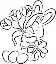 Пасхальный кролик - раскраска					№10856
