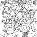 Рождественские гуляния - раскраска №13569