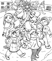 Рождественские гуляния - раскраска					№13569