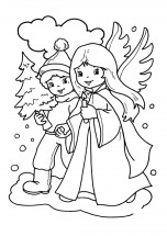 Рождественский ангел - раскраска					№10284