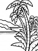 Пальма на фоне моря - раскраска					№8072