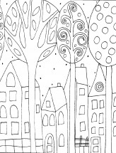 Деревья в городе - раскраска					№4053