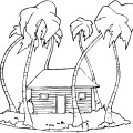 Домик под пальмами - раскраска №13240