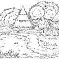 Лес и тропинка - раскраска №12428