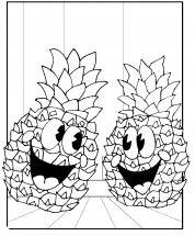 Два ананаса человечка - раскраска					№11346