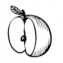 Половинка яблока - раскраска					№4112