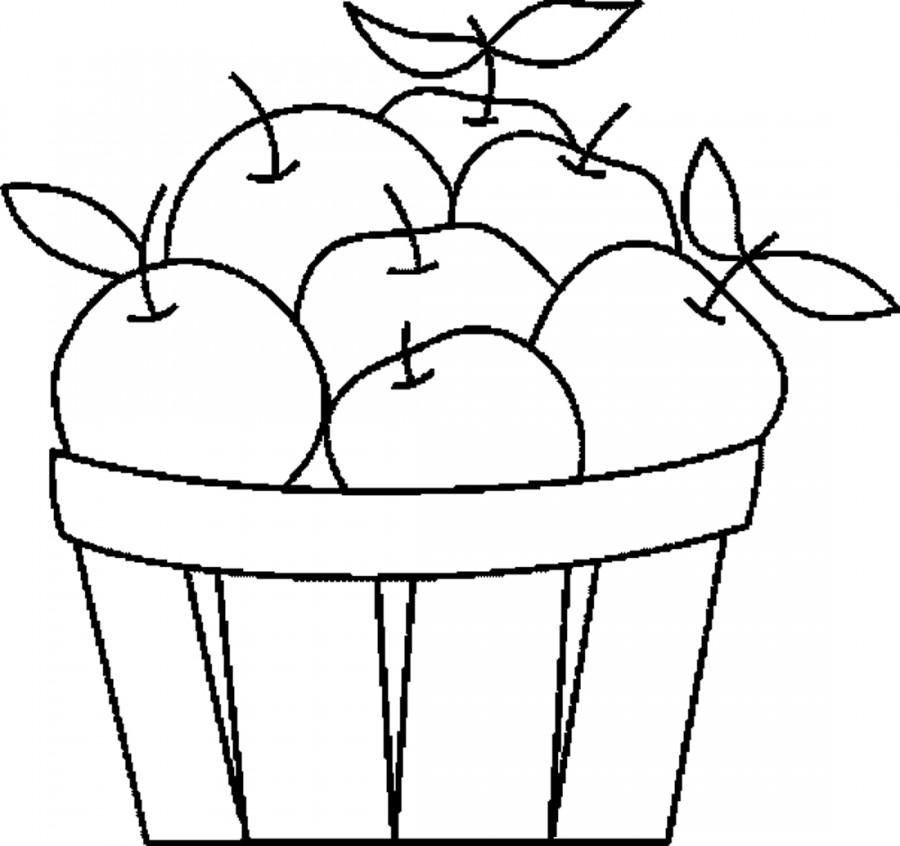 Яблоко в лукошке - раскраска №4099
