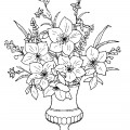 Цветы в красивой вазе - раскраска №14201