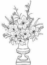 Цветы в красивой вазе - раскраска					№14201