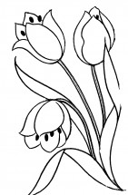 Три тюльпана - раскраска					№12819