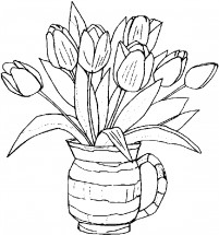 Тюльпаны в вазе - раскраска					№13673