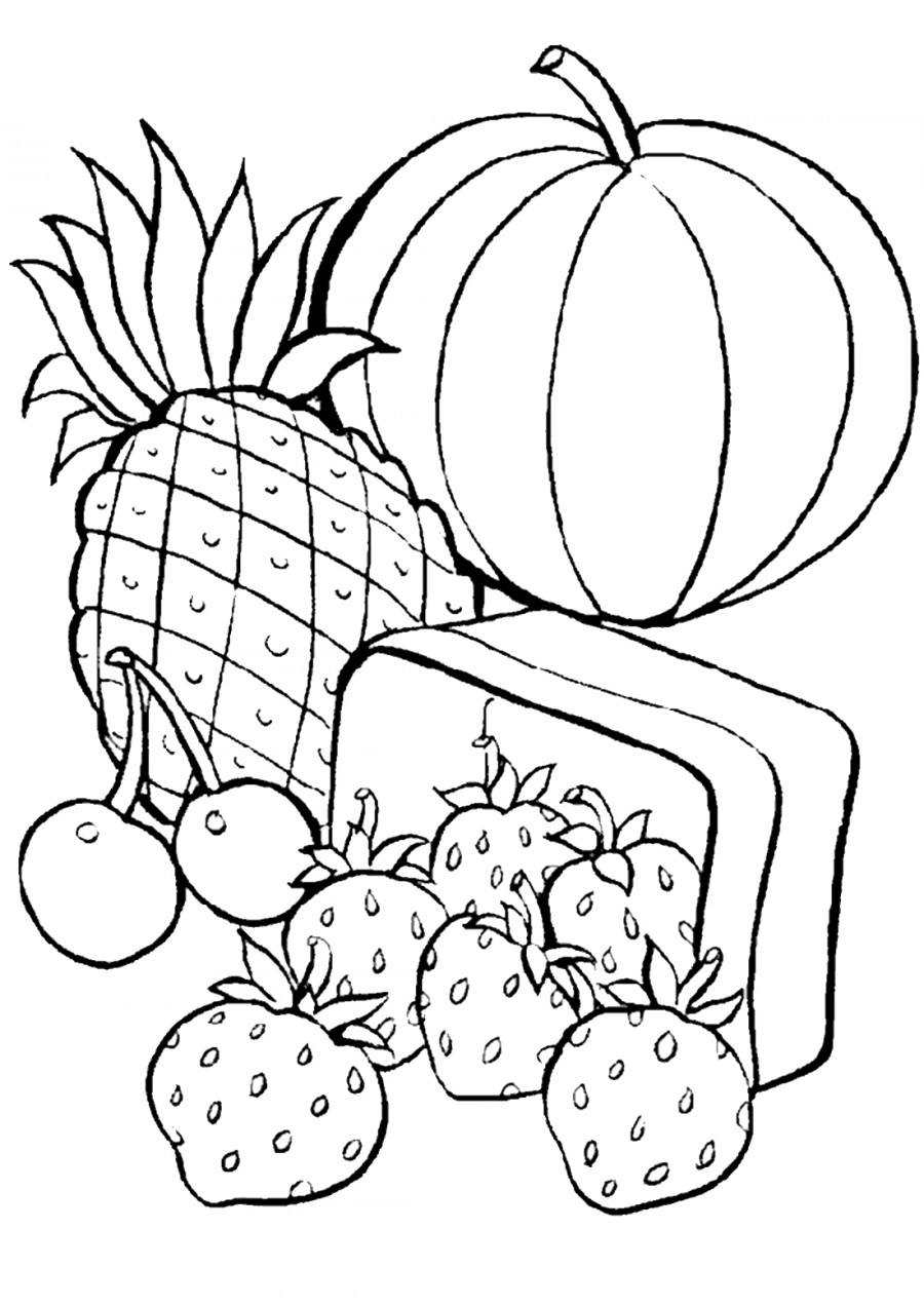 Ягоды и фрукты - раскраска №12208