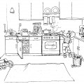 Кухня и помощник - раскраска №8604