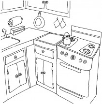 Кухонный уголок - раскраска					№9526