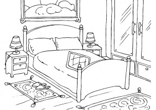 Маленькая спальня - раскраска					№4201