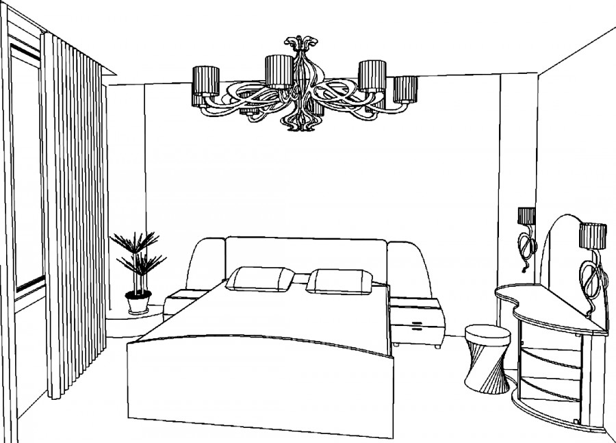 Спальня в стиле СССР - раскраска №9764