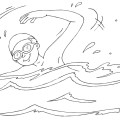 Мальчик плывет в бассейне - раскраска №10650