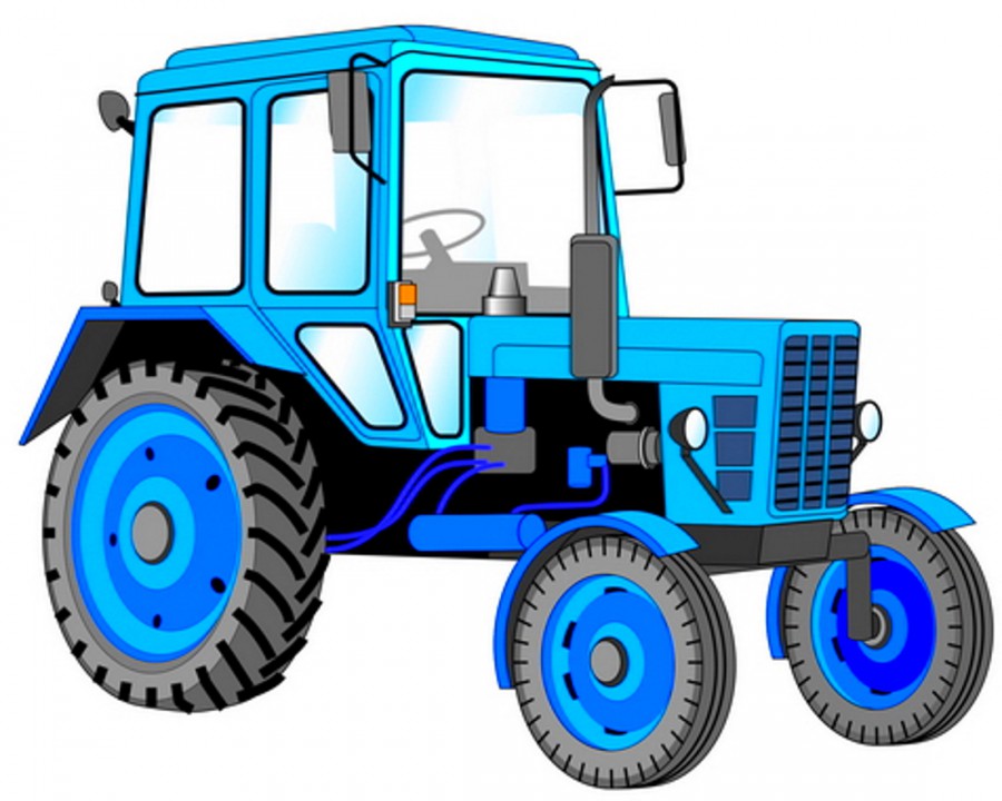 Синий трактор картинка на белом фоне для печати