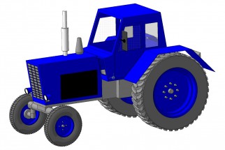 Ярко синий трактор - картинка					№10001