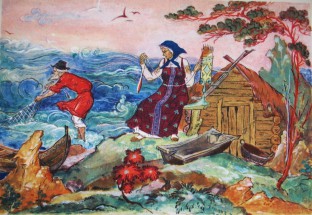 Рисунок сказки о золотой рыбке - картинка					№13912