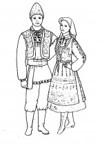 Молдавский костюм - раскраска					№11456