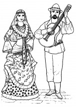 Цыганский костюм - раскраска					№5362