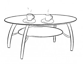 Кофейный столик - раскраска					№14214