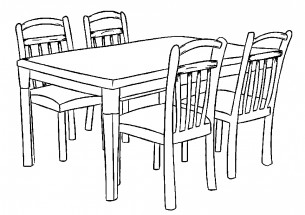 Обеденный стол - раскраска					№5351